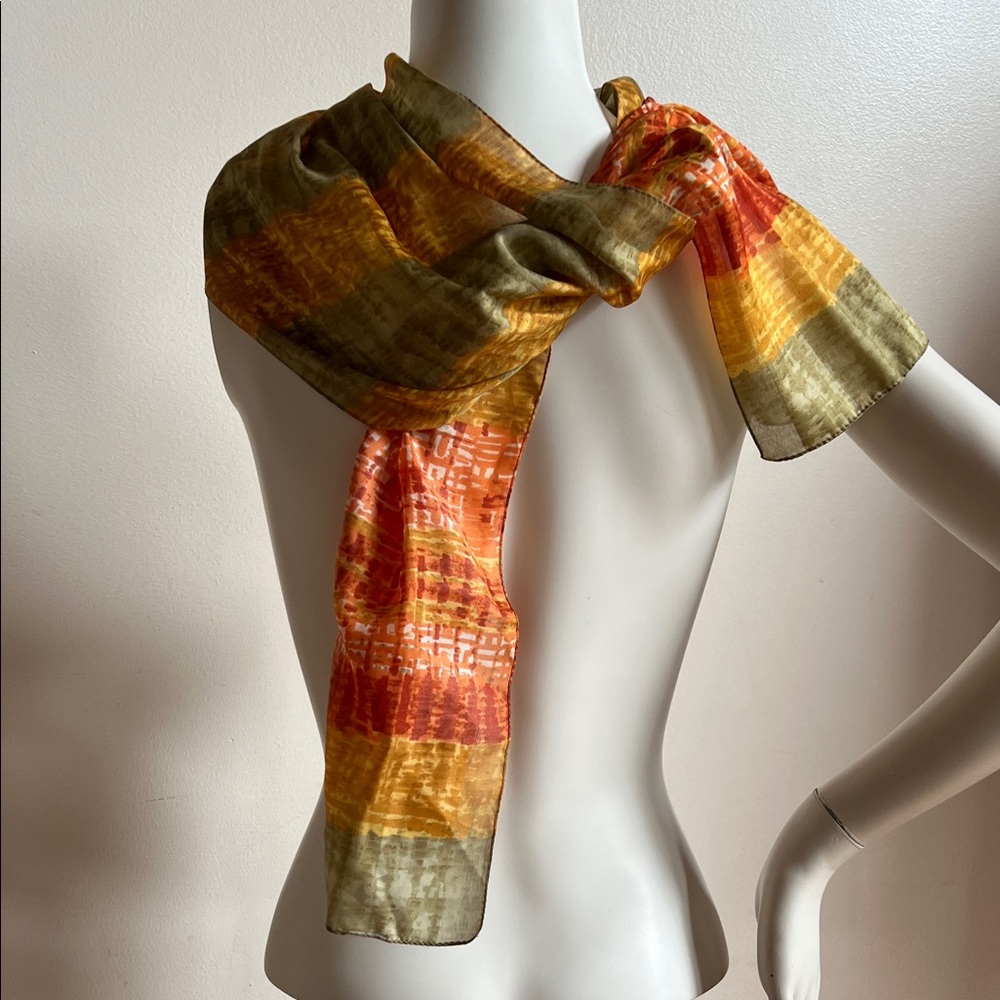 Kathie Lee Collection Vibrant Orange and Yellow Scarf